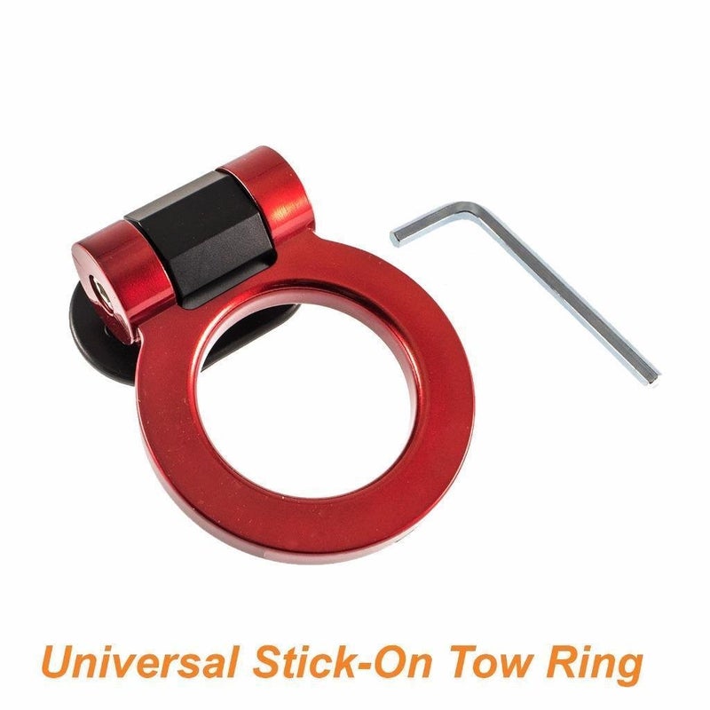 x xotic tech JDM Track Racing Style Bumper Trailer Tow Hook Ring Decoration Sticker Universal Fit All Car Truck SUV, Red - Image 2